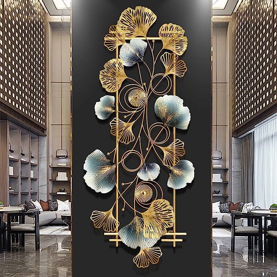 Weather Resistant Metal Wall Art In Most Recent Amazon: Home Metal Wall Decor, 3d Ginkgo Biloba Metal Wall Art  Decoration – Sculpture Décor Hanging For Living Room, Bedroom Or Outdoor  Decor – Durable, Weather Resistant Metal Wall Hanging 123x52cm/48.4x (View 3 of 15)