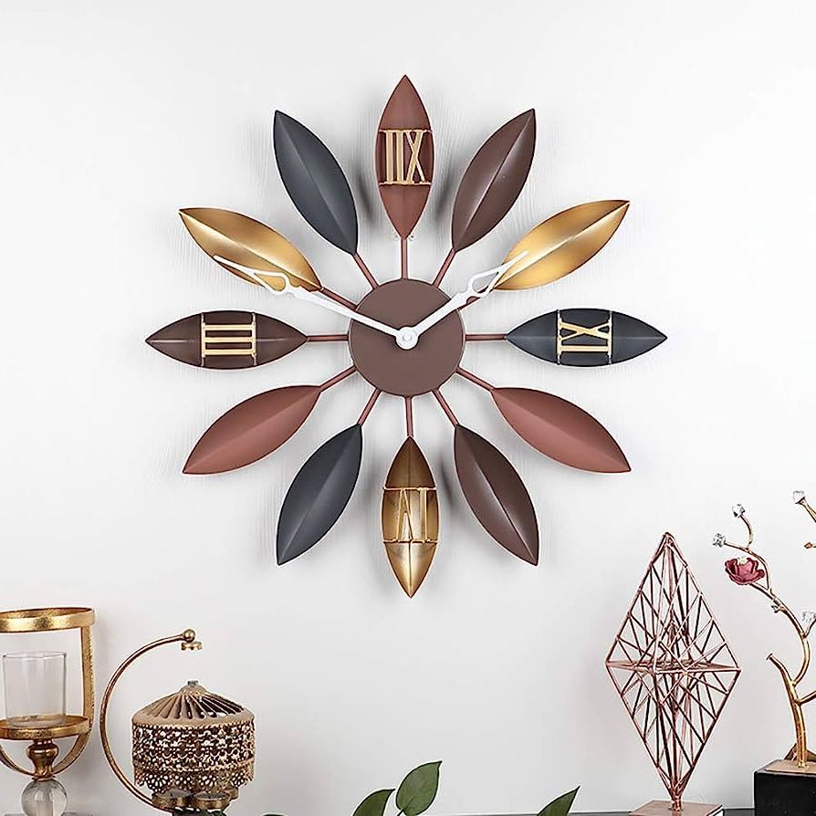 Weather Resistant Metal Wall Art Intended For Popular Amazon: Home Metal Wall Decor, Metal Wall Decor, Weather Resistant Wall  Clock, Metal Leaf Wall Art, Interior And Outdoor Decoration, Wrought Iron  Wall Decor, Living Room Home Decoration, 5858cm ( Color : (View 8 of 15)
