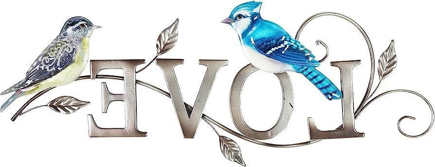 Weather Resistant Metal Wall Art Within Recent Amazon : Exhart "love Hanging Wall Art,w/2 Birds,indoor/out,durable  Weather Resistant Metal Decor,25.5”x10” : Patio, Lawn & Garden (Photo 10 of 15)