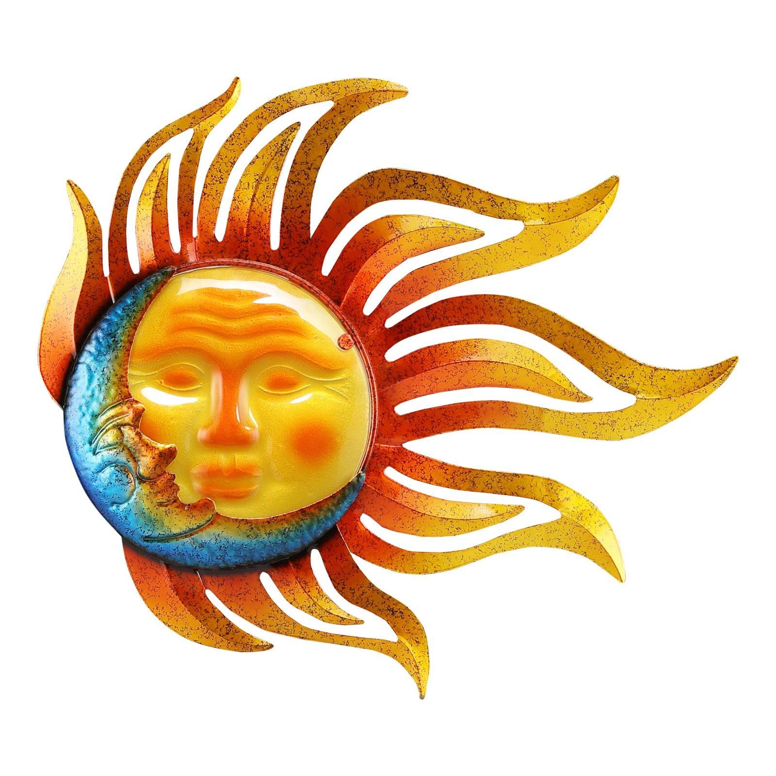 Well Known Amazon : Large Metal Sun (18 Inch) Metal Glass Wall Decor, Sun Face  Wall Art, Sun Moon Wall Outdoor Decoration, Suitable For Living Room  Bedroom Patio Porch Decoration, Restaurant Decoration, Garden Sculpture : Intended For Sun Face Metal Wall Art (View 13 of 15)