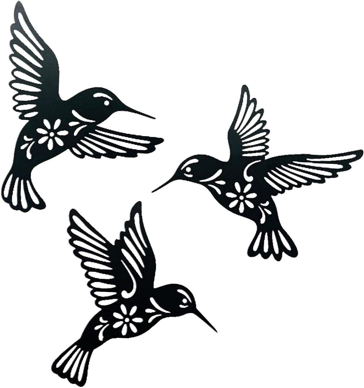 Widely Used Hummingbird Wall Art Throughout 3pcs Hanging Hummingbird Wall Decor Silhouette Handmade Bird Wall Art  Decoration For Kids Nursery Classroom Outdoor Bedroom Ornaments (View 13 of 15)