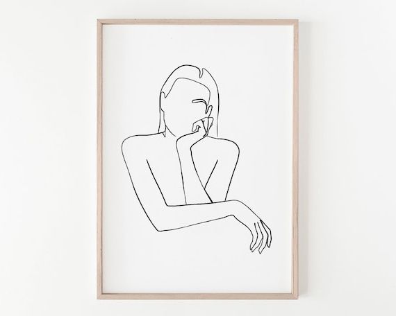 Woman Face Art Printable Wall Art Female Line Drawing – Etsy France Inside Popular One Line Women Body Face Wall Art (Photo 1 of 15)