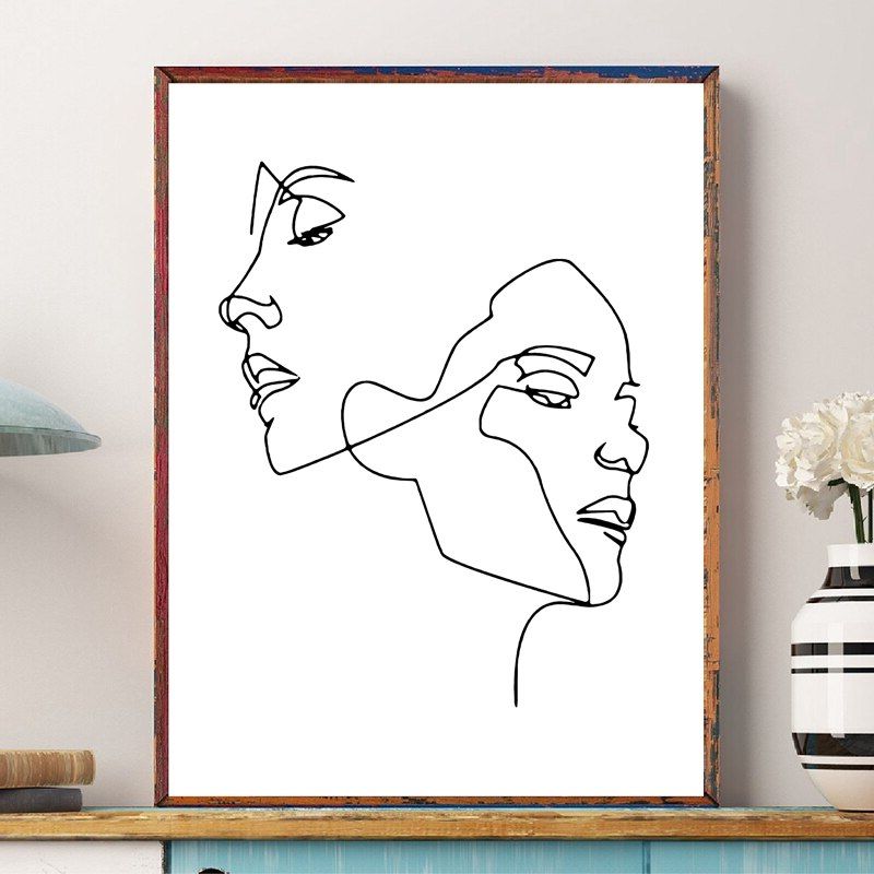 Women Face Wall Art Inside Most Up To Date Woman Faces Line Drawing Wall Art Print Modern Abstract Single Line Black  White Canvas Painting Wall Picture Nordic Poster Decor (Photo 9 of 15)