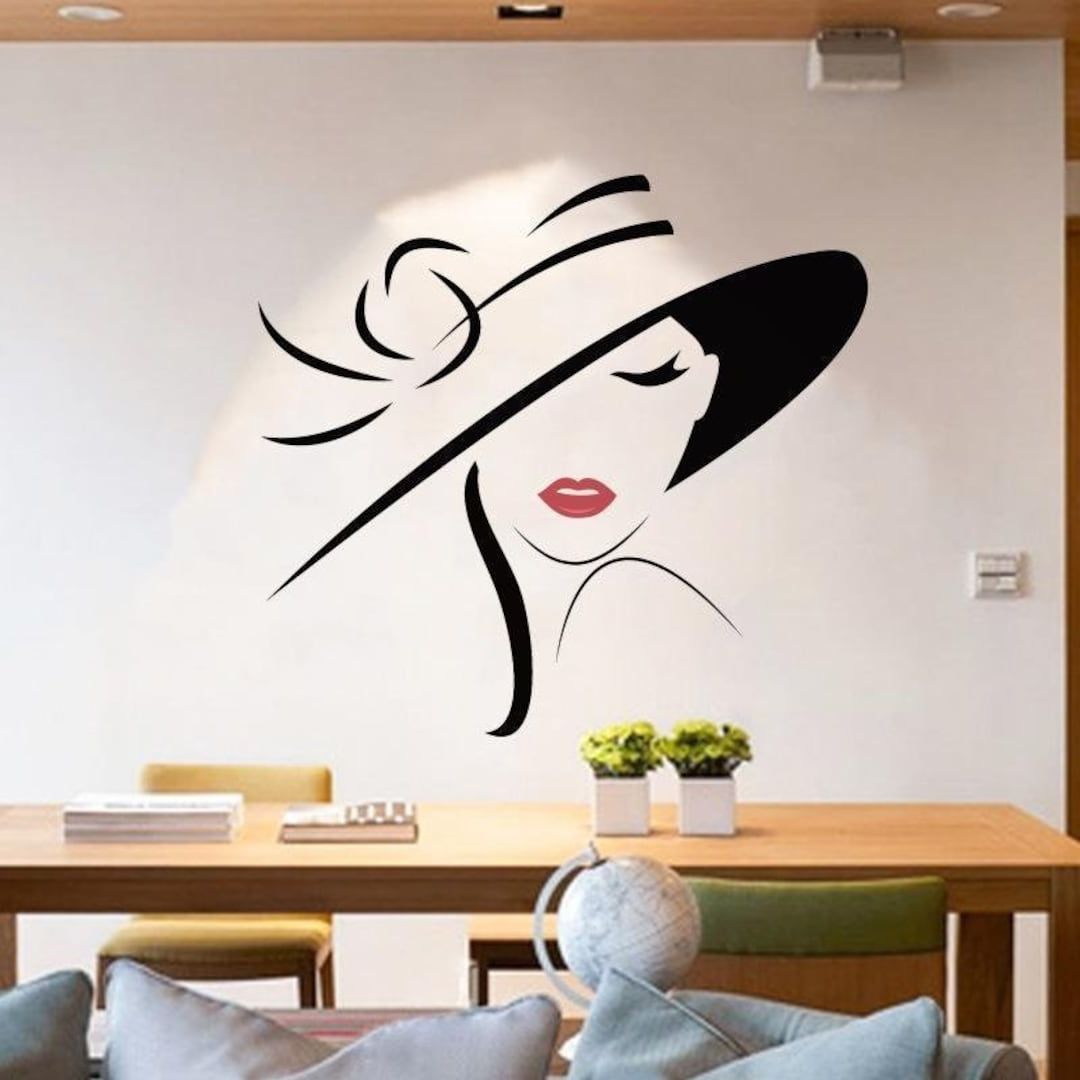 Women Face Wall Art Within Fashionable Lady Face Wall Art Stickers. Woman Face Wall Art Stickers. – Etsy (Photo 7 of 15)