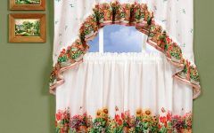20 Collection of Traditional Tailored Tier and Swag Window Curtains Sets with Ornate Flower Garden Print