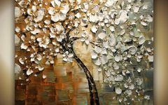 Cherry Blossom Oil Painting Modern Abstract Wall Art