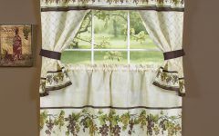 Complete Cottage Curtain Sets with an Antique and Aubergine Grapvine Print