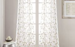 Overseas Leaf Swirl Embroidered Curtain Panel Pairs