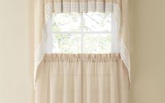 French Vanilla Country Style Curtain Parts with White Daisy Lace Accent