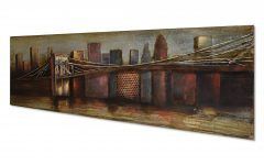 "bridge to the City" Mixed Media Iron Hand Painted Dimensional Wall Decor