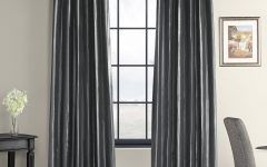 Solid Faux Silk Taffeta Graphite Single Curtain Panels