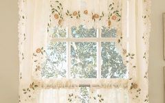 20 Photos Floral Embroidered Sheer Kitchen Curtain Tiers, Swags and Valances