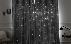 Star Punch Tulle Overlay Blackout Curtain Panel Pairs