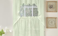 20 Inspirations White Tone-on-tone Raised Microcheck Semisheer Window Curtain Pieces
